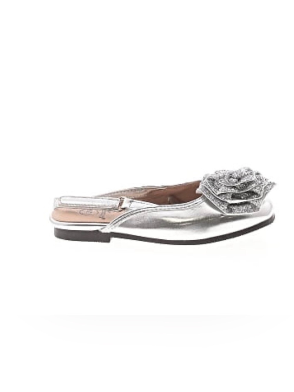 Little Adventures Silver Glitter Flower Girls' Slingback Flats - Size 7/8Toddler